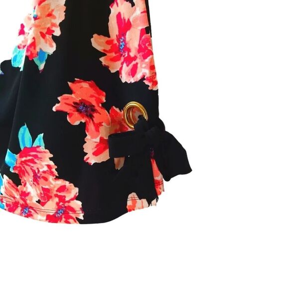 ELLEN TRACY Women’s Black Floral Drape Neck Blouse Top M Bow Detail, Stretch - Picture 4 of 9